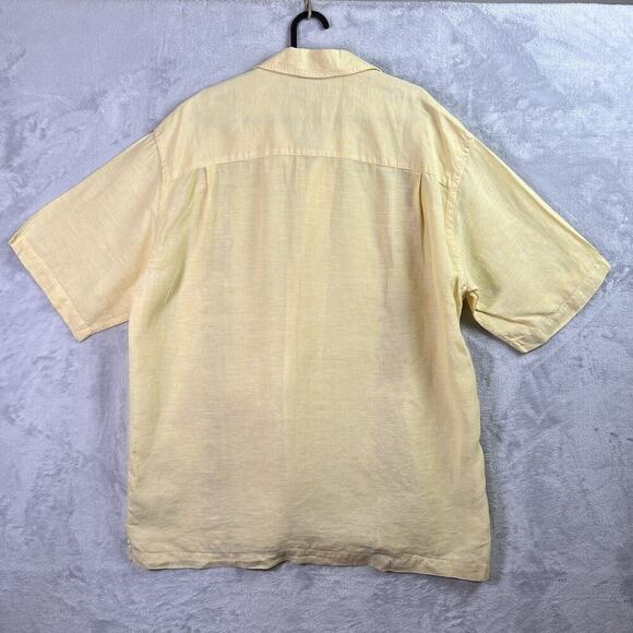 Tommy Bahama 100% Linen Shirt Men's XL Yellow Button Up Embroidered Floral - Picture 7 of 12